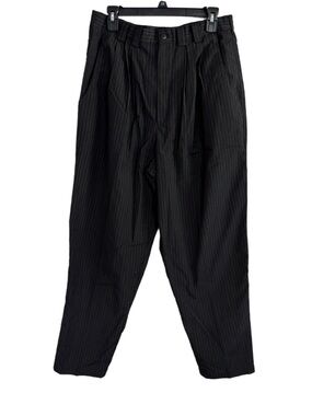 High-Waist Black Pinstripe Pleated Fundamental Things Trousers Size 16